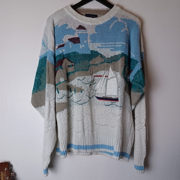Vintage Other - Vintage Gant Sailboat Crewneck Cotton Linen Sweater Men's Size XL (46"-48")